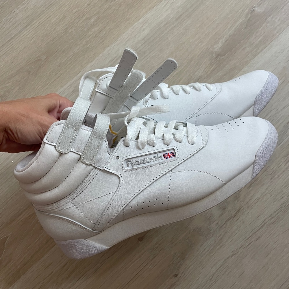 Reebok White High Top Double Strap Athletic Shoes